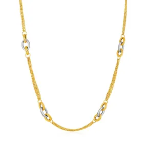 14k Two-Tone Yellow and White Gold Gourmette Necklace with Linksrx73925-17-rx73925-17