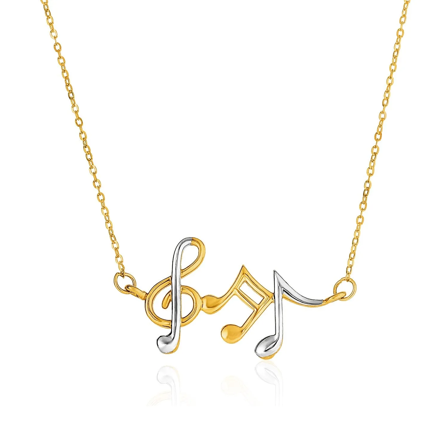 14k Two-Toned Yellow and White Gold Musical Notes Necklacerx79748-17-rx79748-17