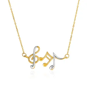 14k Two-Toned Yellow and White Gold Musical Notes Necklacerx79748-17-rx79748-17