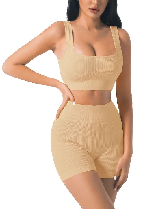 2 piece Ribbed Square-Neck Sleeveless Set