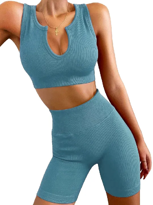 2 piece Ribbed U-Neck Sleeveless Set