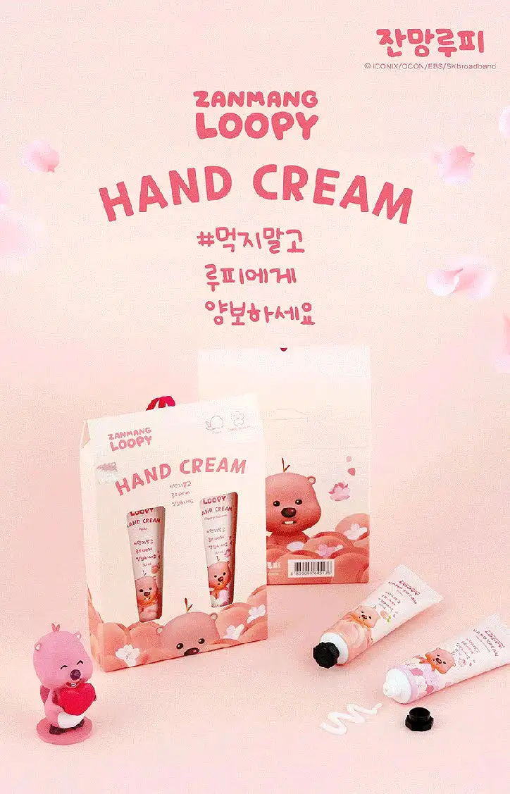 2 SET Zanmang Loopy Character Hand Creams Cute Small Gifts 30ml 2 pieces Peach Cherry Blossom Scent