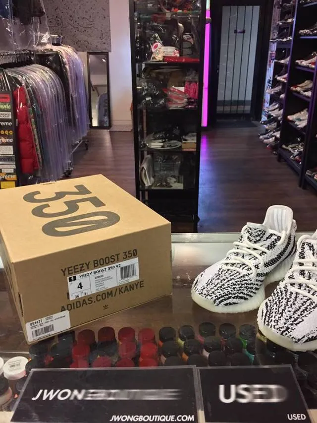 2017 Adidas Yeezy Boost 350 V2 Zebra Black White Youth