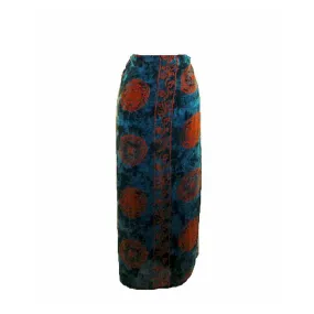 90s Dark Green Printed Maxi Skirt - 16