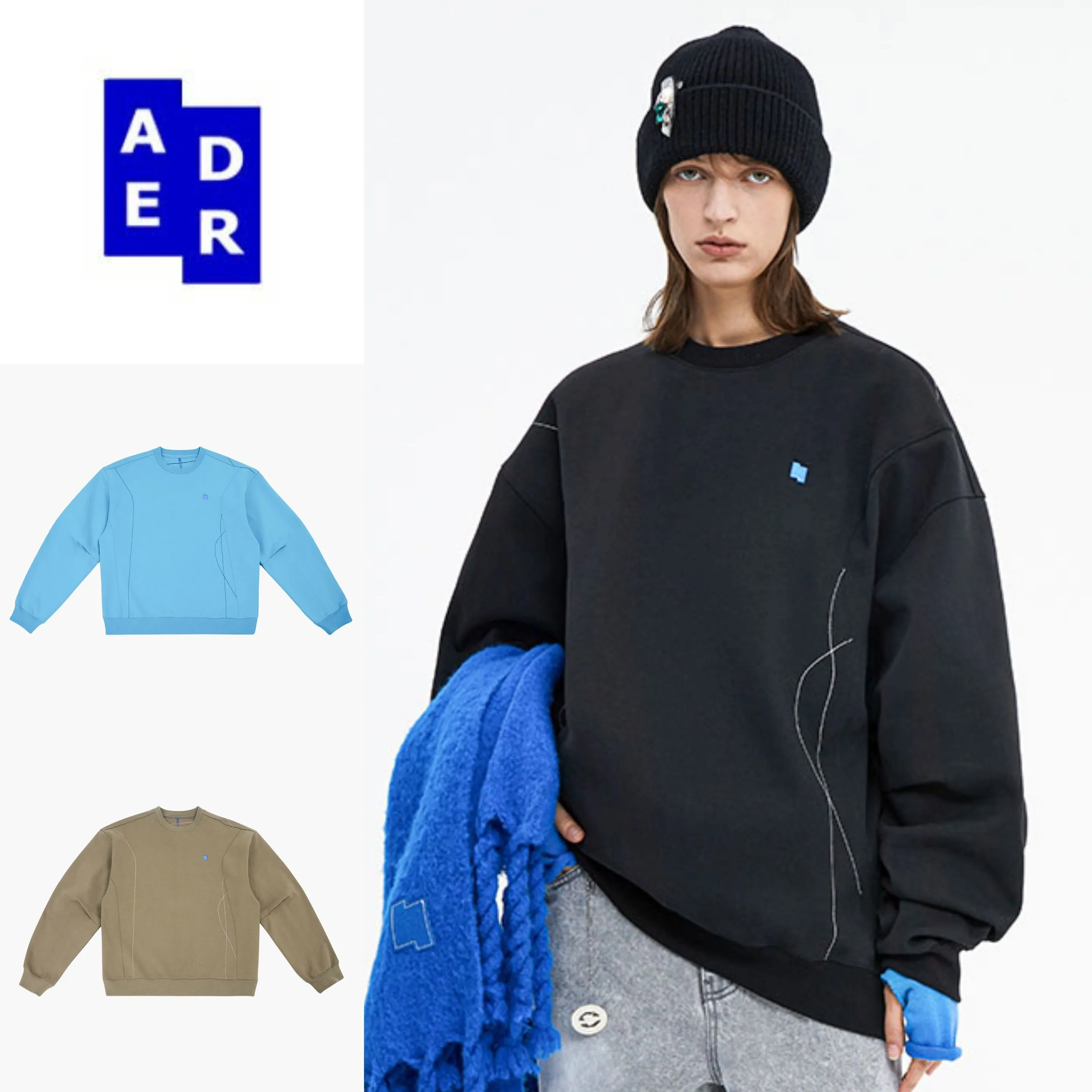 ADERERROR  |Unisex Street Style Long Sleeves Logo Sweatshirts