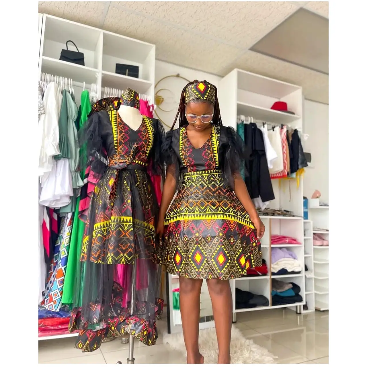 African Printed Traditional 2 pieces Set Dress