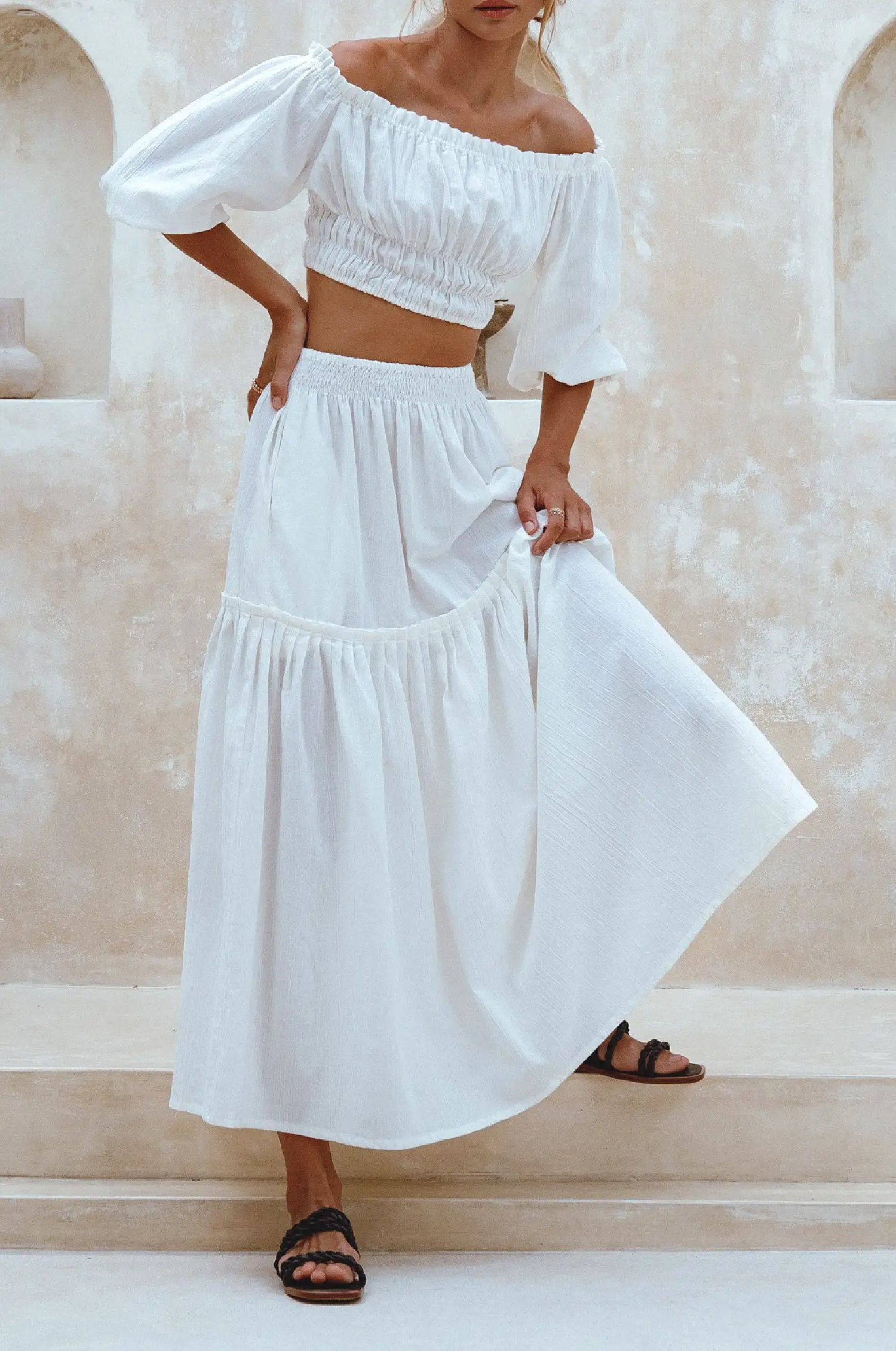 Annabelle Boho Linen Maxi Skirt