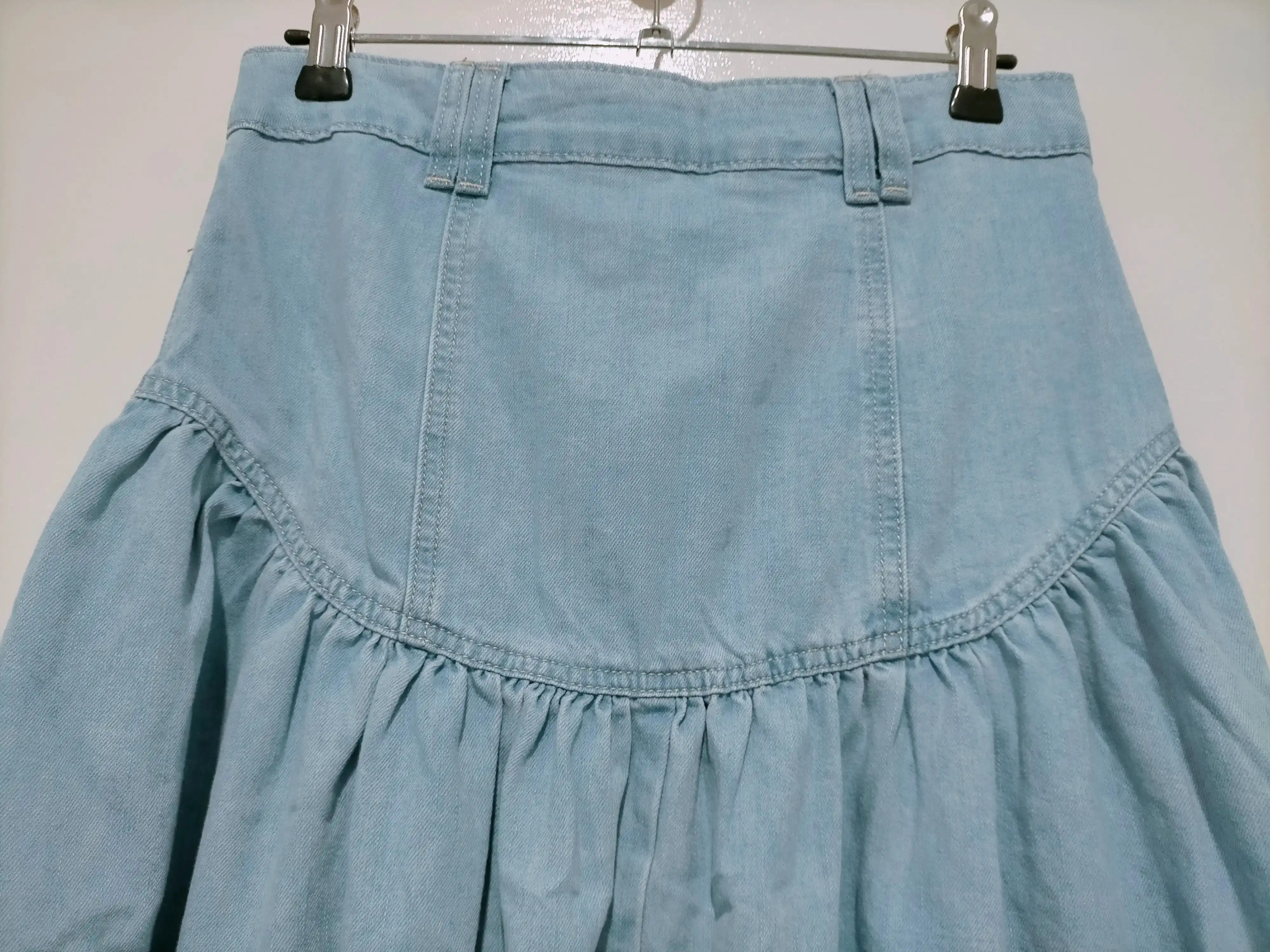 Beckham Chambray Denim Button Front Maxi Skirt Light Blue