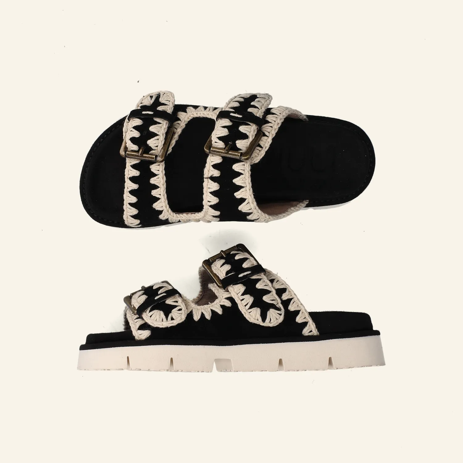 BIO SANDAL TWO BUCKLES | Black/White