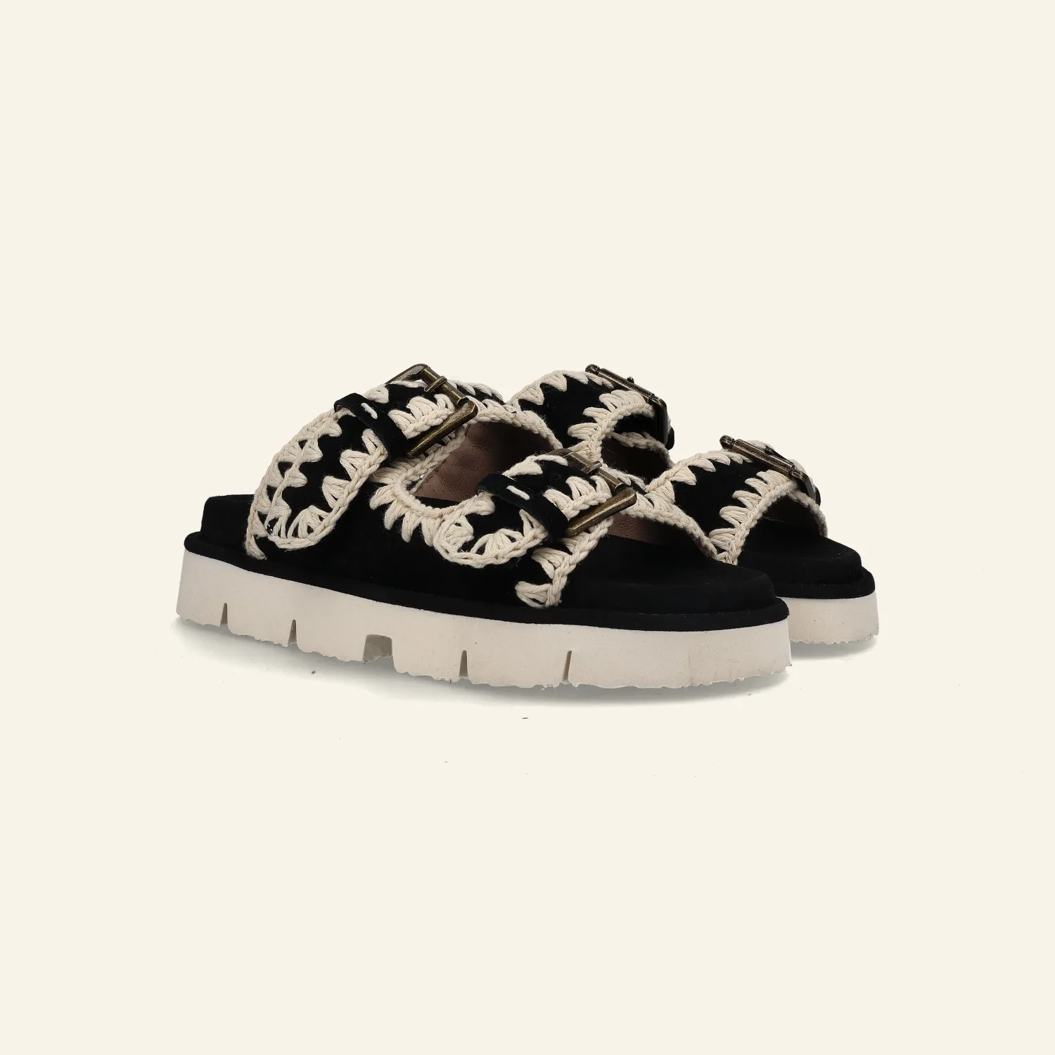 BIO SANDAL TWO BUCKLES | Black/White