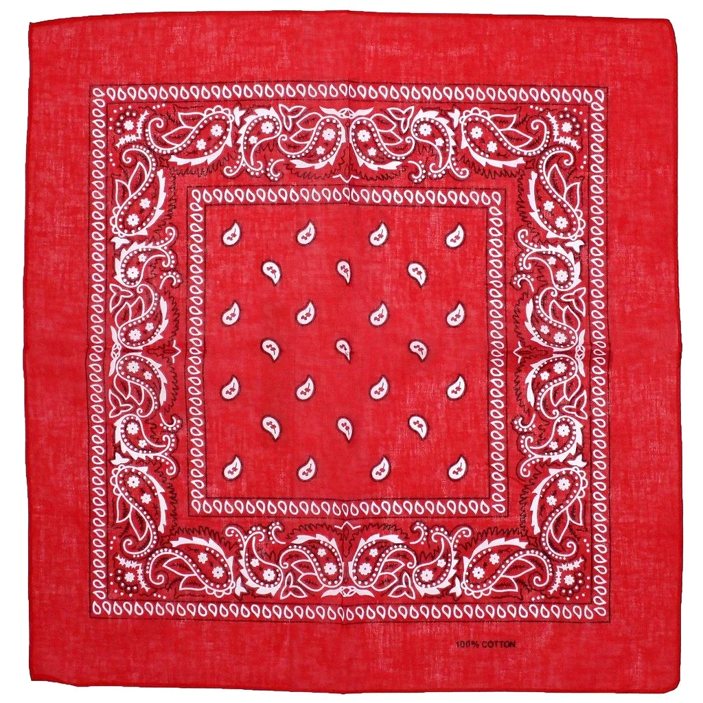 Black and White Design Red Cotton Bandana - Everard