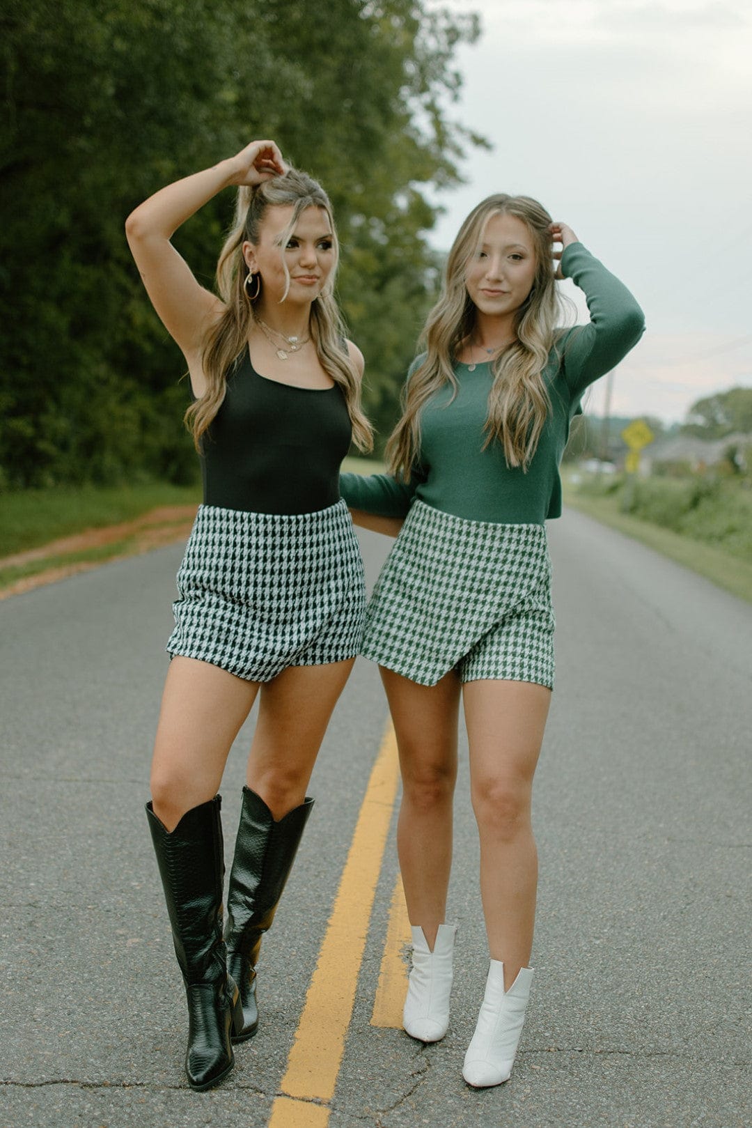 Black Houndstooth Mini Skort