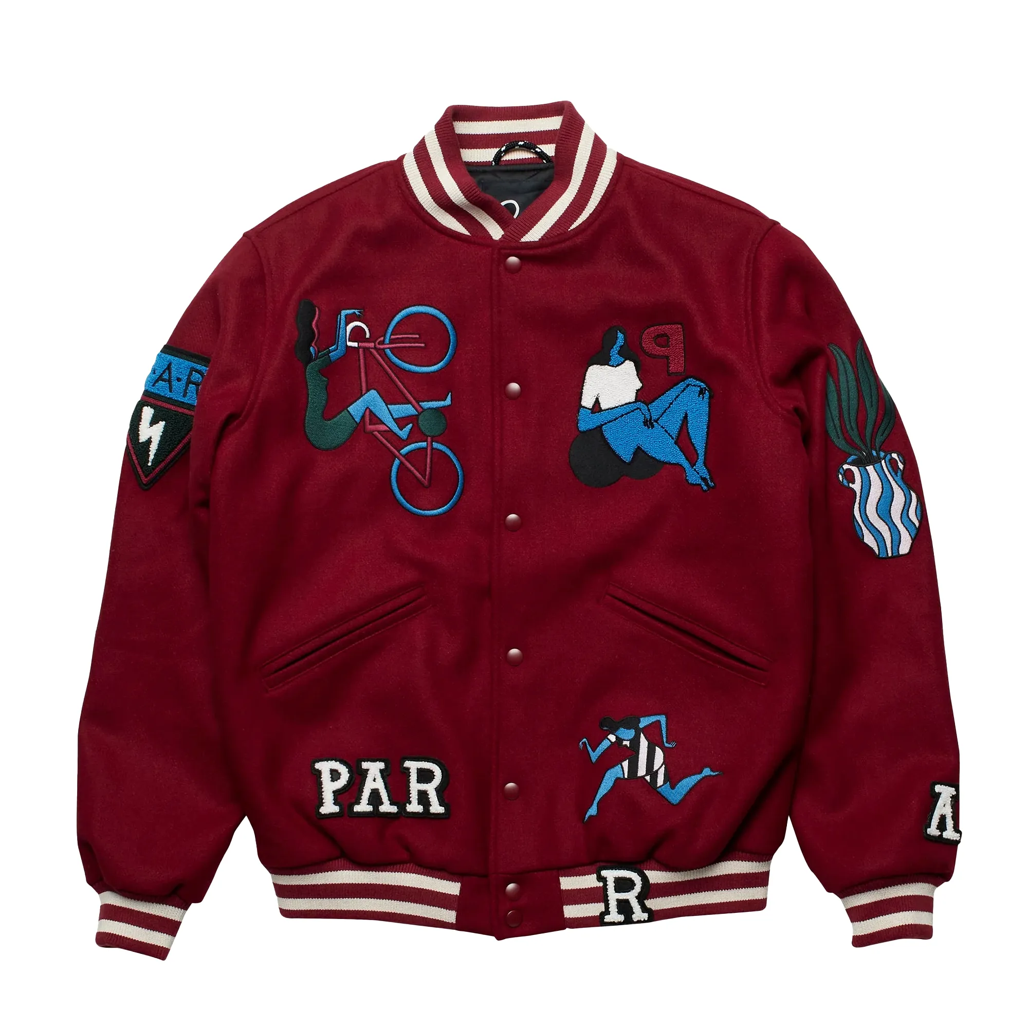 By Parra Run Sit & Bike Varsity Jacket Dark Red 50141