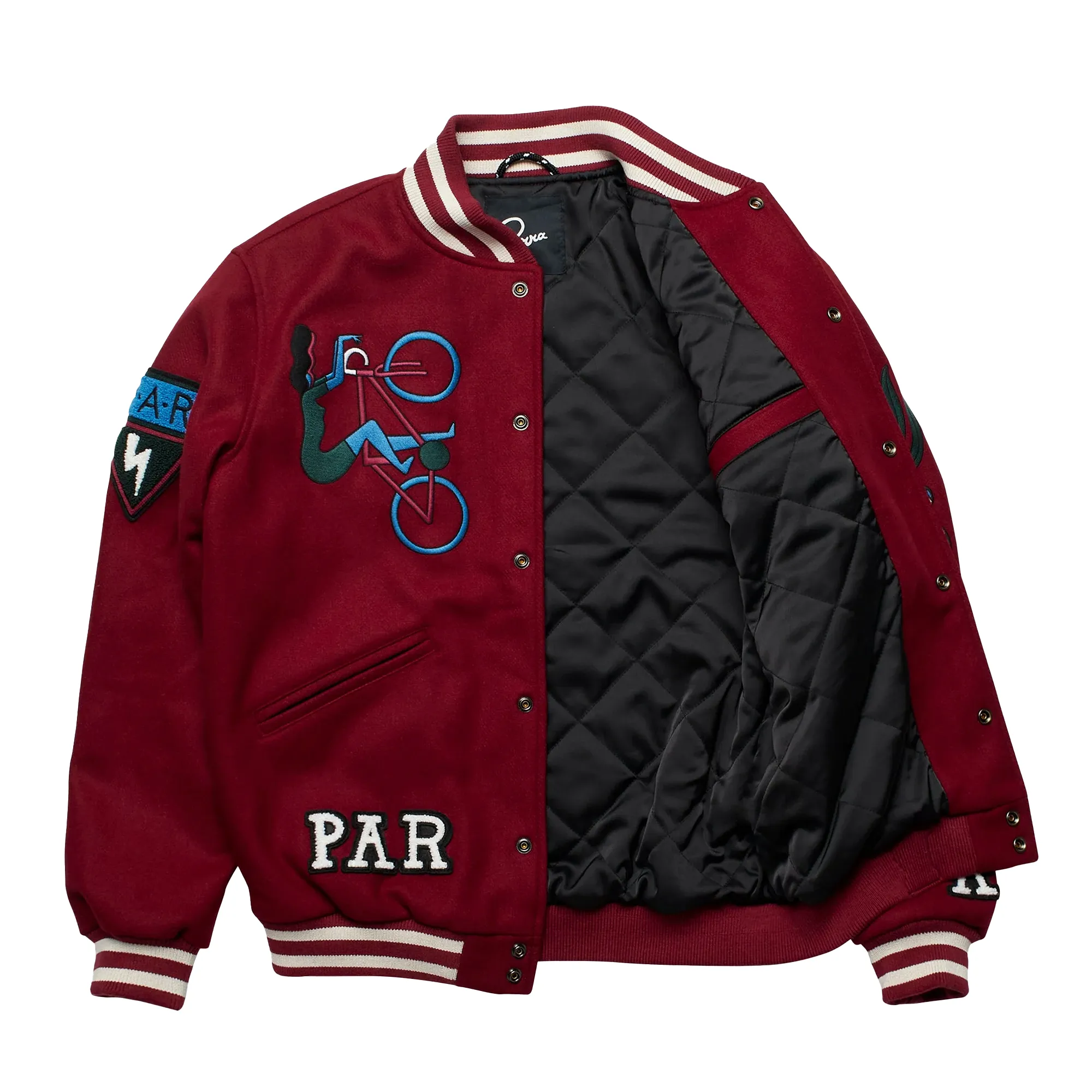 By Parra Run Sit & Bike Varsity Jacket Dark Red 50141