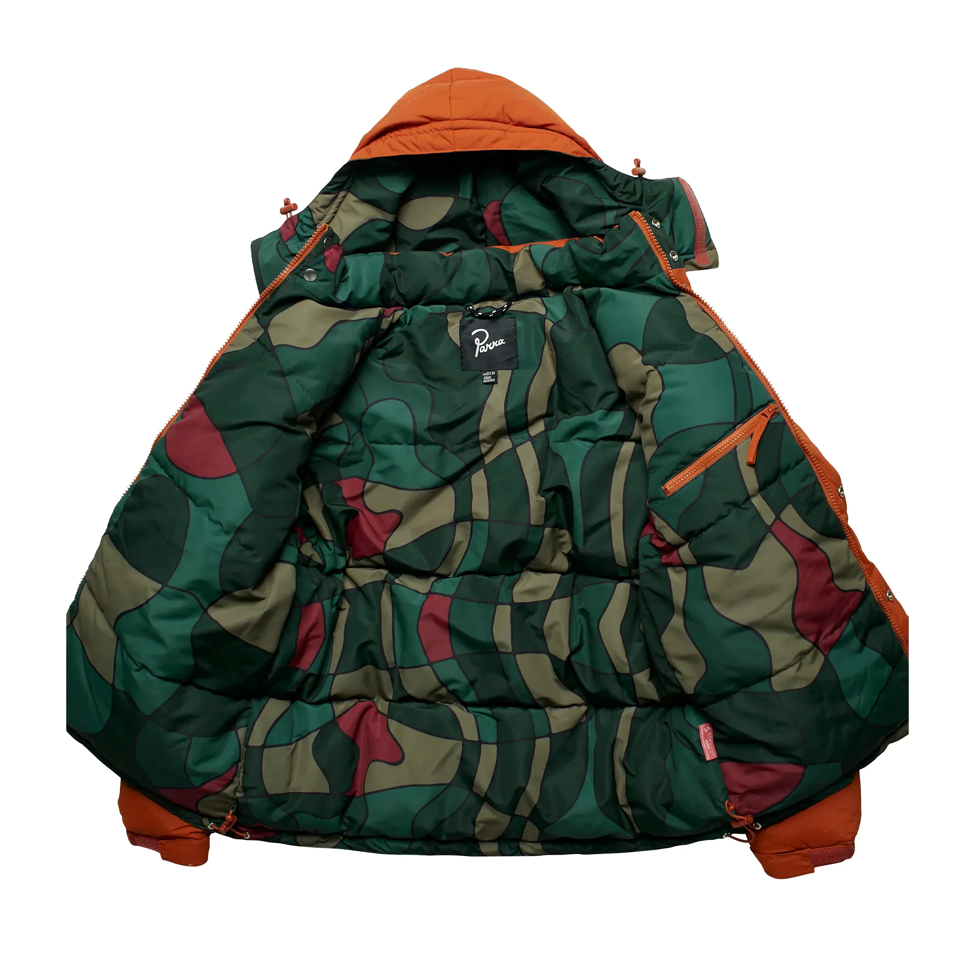 By Parra Trees In The Wind Puffer Jacket Sienna Orange 50242