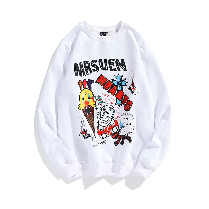 Cartoon round neck plus velvet long-sleeved sweater