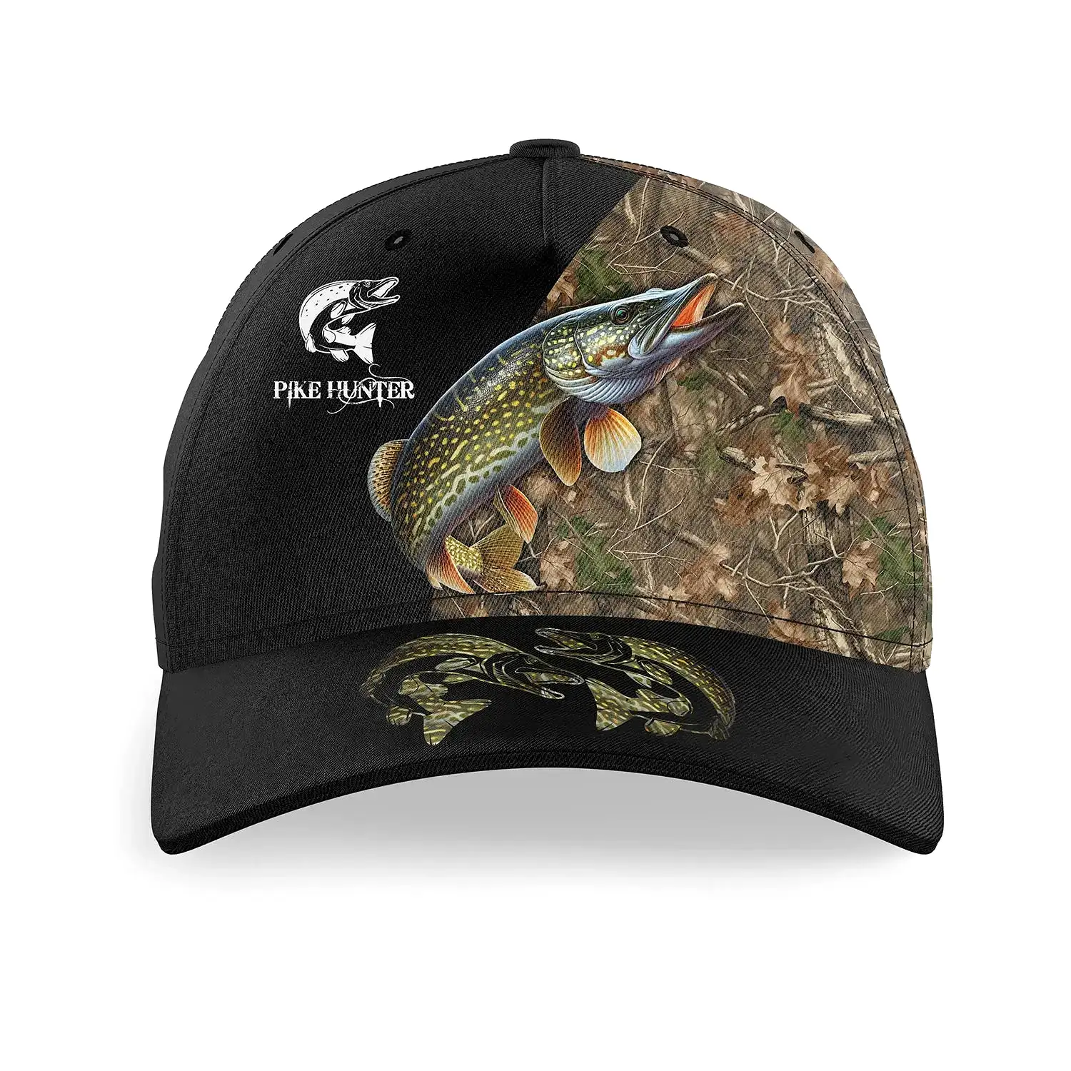 Casquette Camouflage Pêcheur, Pêche du Brochet, Cadeau Original Fans de Pêche - CT23072215