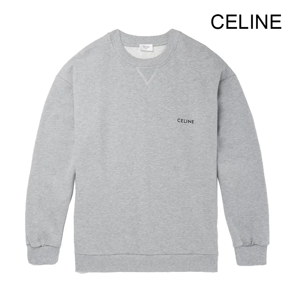 CELINE  |Crew Neck Unisex Street Style Long Sleeves Plain Cotton Logo