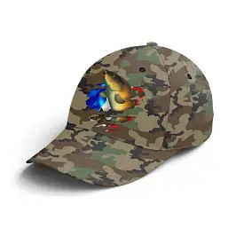 Chiptshirts - Casquette Pêcheur, Pêche de la Carpe, Cadeau Original Fans de Pêche, Motifs Camouflage, Drapeau France - CT0107221