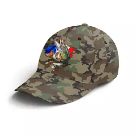 Chiptshirts - Casquette Pêcheur, Pêche du Brochet, Cadeau Original Fans de Pêche, Motifs Camouflage, Drapeau France - CT01072216