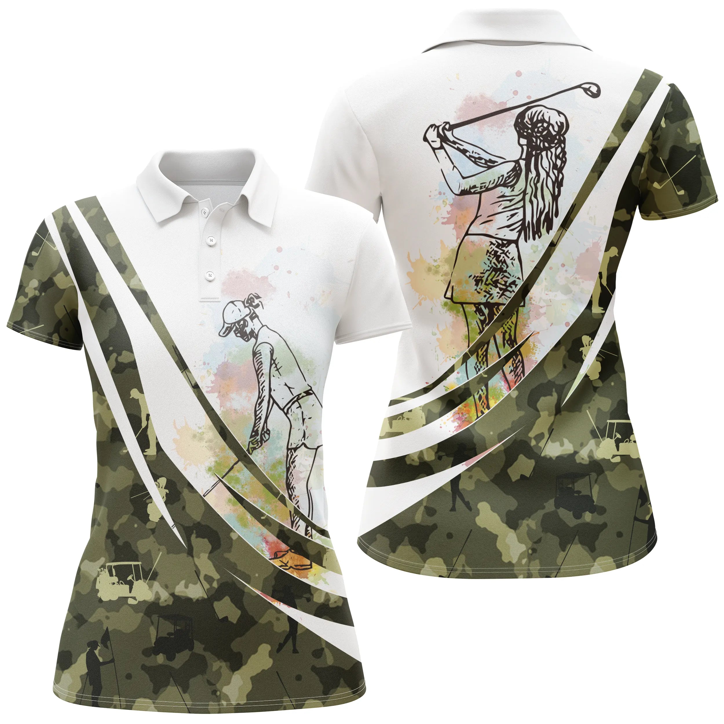 Chiptshirts - Polo De Golf, Cadeau Original Pour Fans De Golf, Polo de Sport Homme et Femme, Camouflage Golf, Golfeur Multicolor