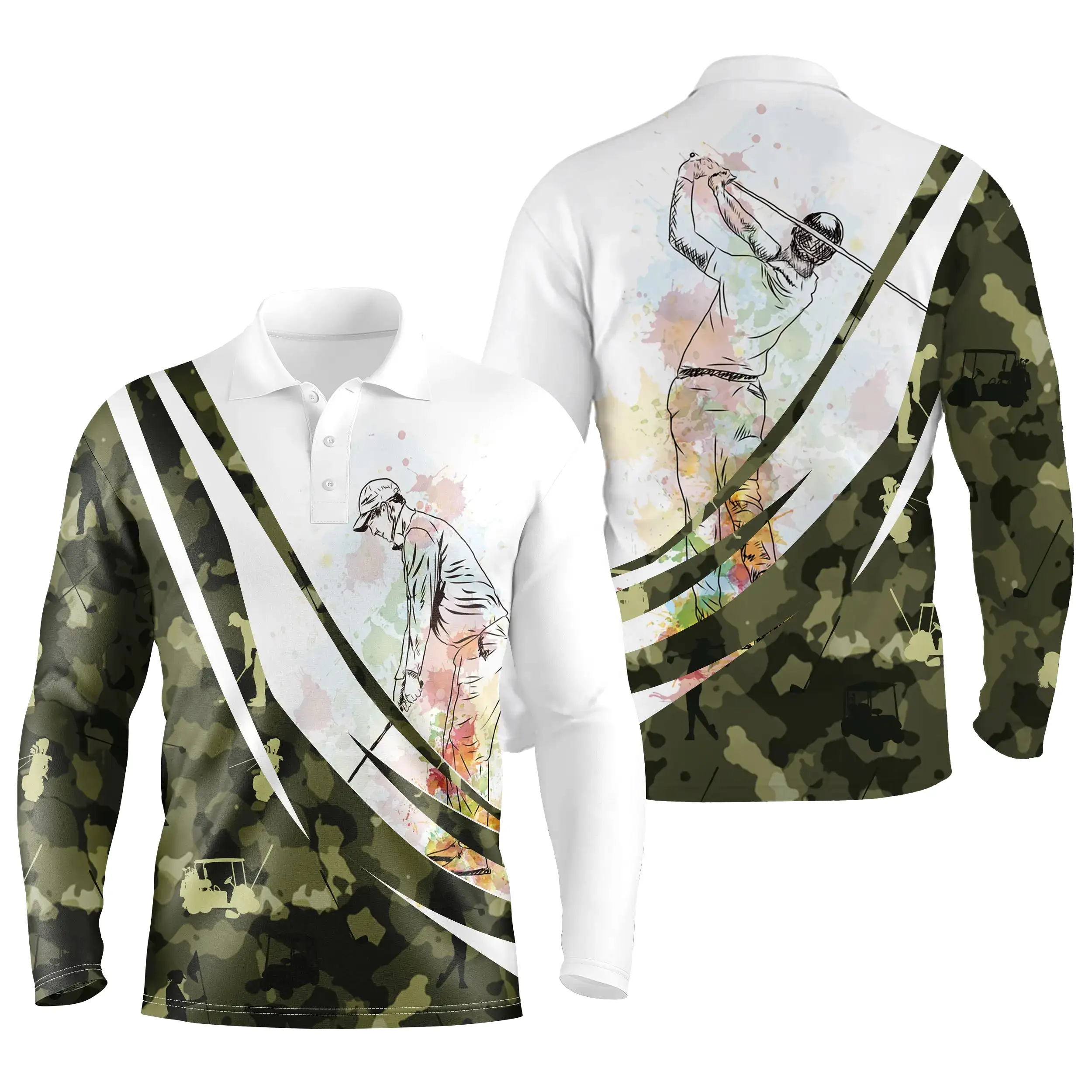 Chiptshirts - Polo De Golf, Cadeau Original Pour Fans De Golf, Polo de Sport Homme et Femme, Camouflage Golf, Golfeur Multicolor