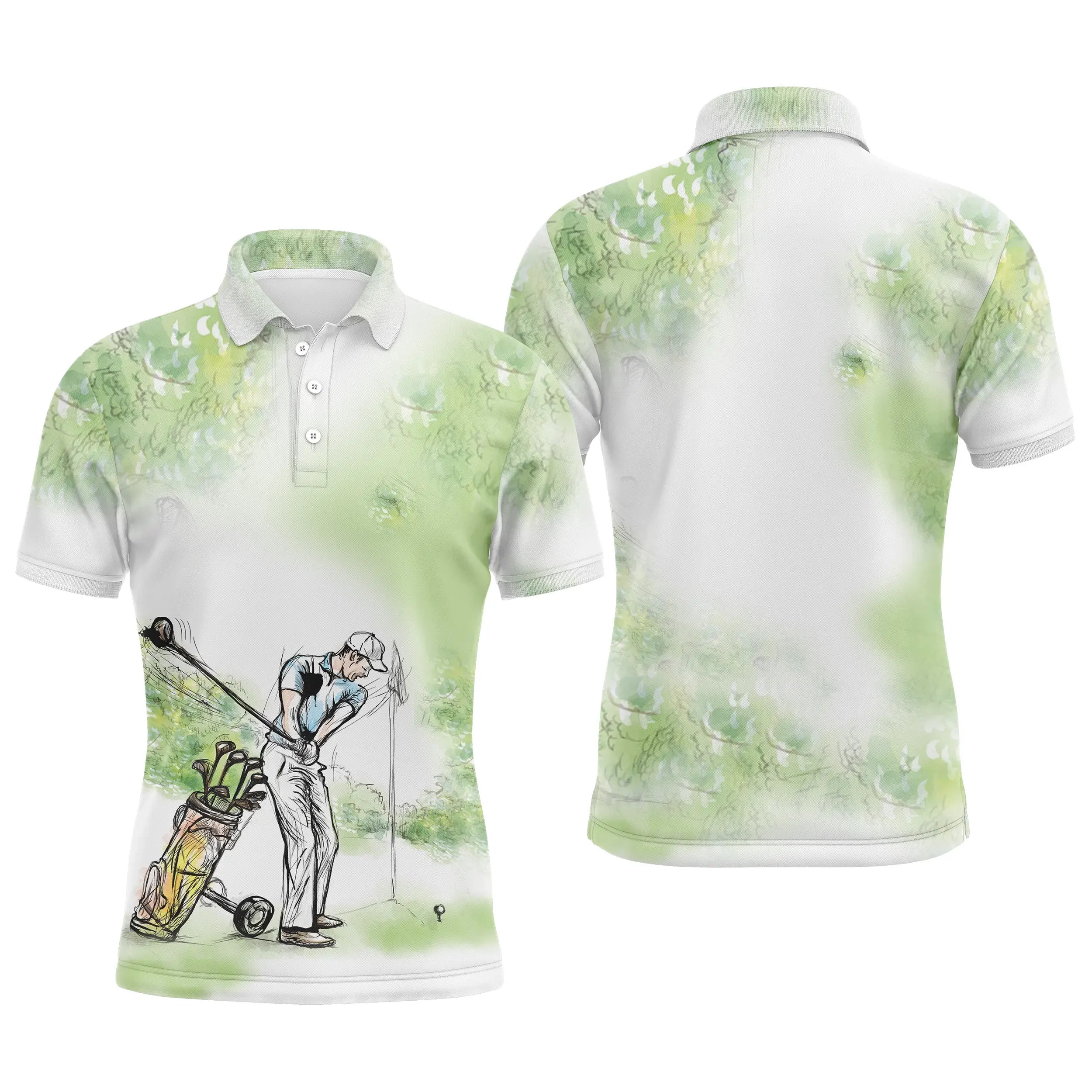 Chiptshirts - Polo De Golf, Cadeau Original Pour Fans De Golf, Polo de Sport Homme et Femme, Parcours de Golf, Vert Nature - CTS