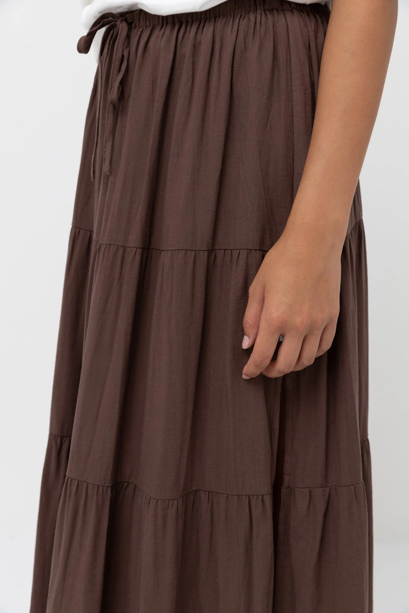 Classic Tiered Maxi Skirt Chocolate