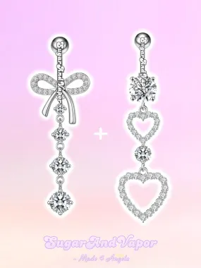 Coquette Bling Tassels Belly Ring 2 Pieces Set