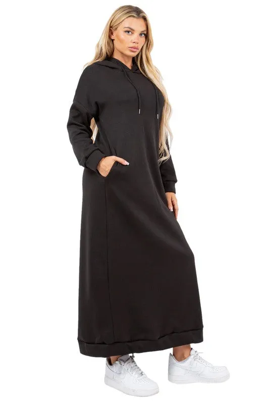 Cozy Comfy Hoody Dress- Black