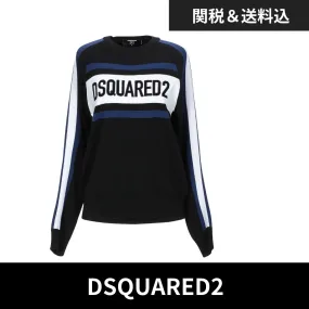 D SQUARED2  |Street Style Long Sleeves Logo V-neck & Crew neck