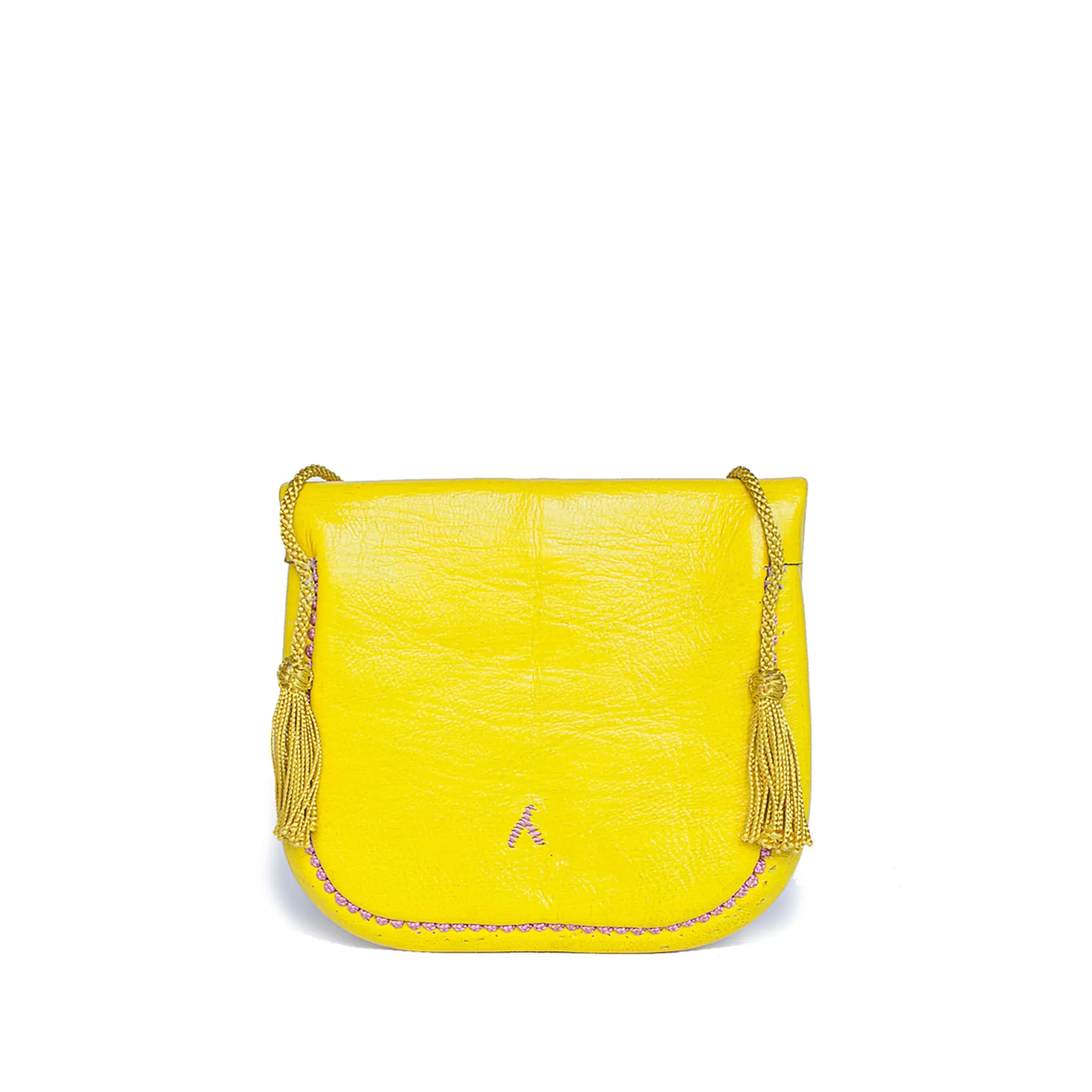 Embroidered Mini Crossbody Bag in Yellow, Rosé