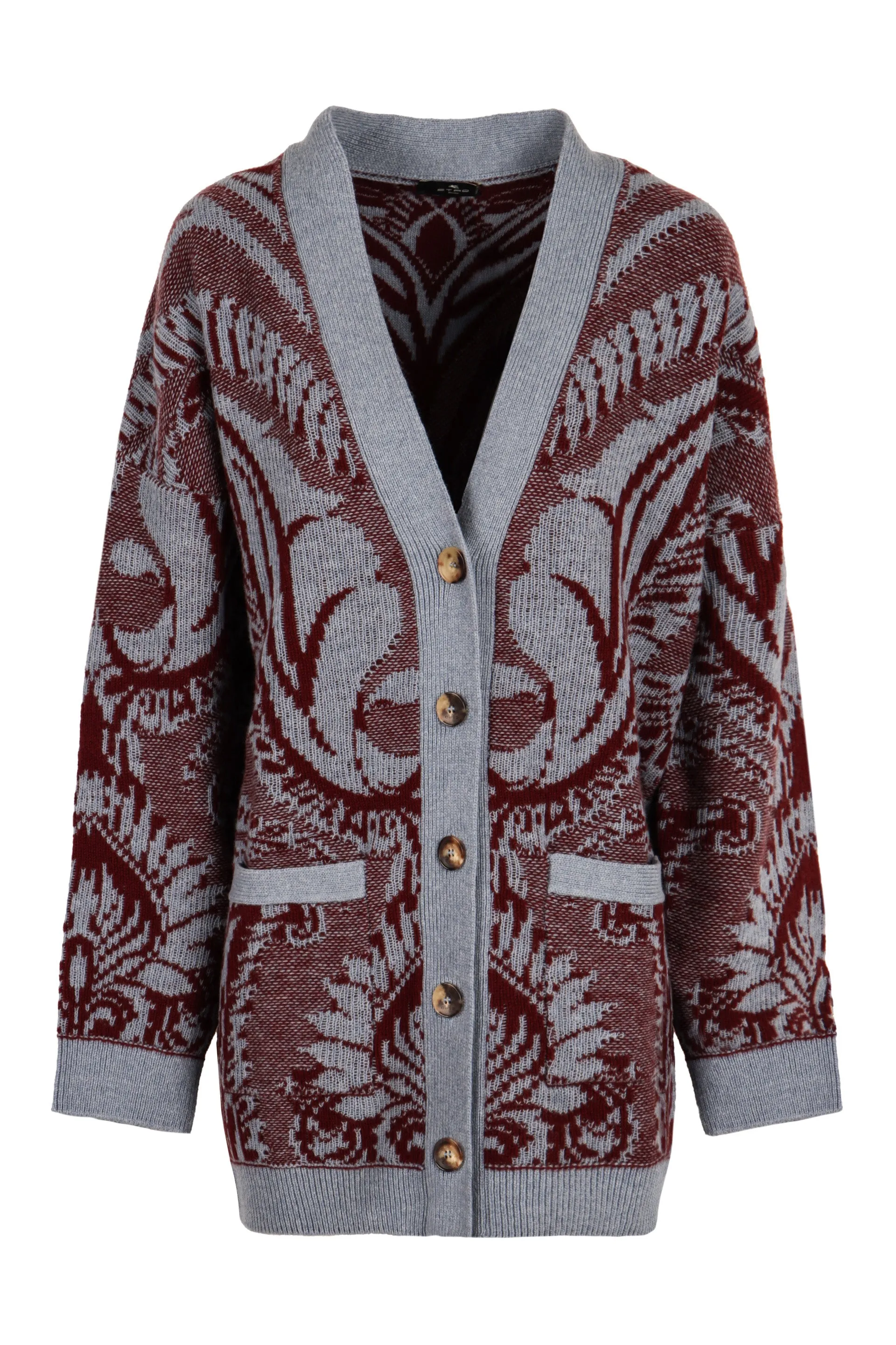 ETRO Luxurious Oversized Wool Cardigan with Paisley Design