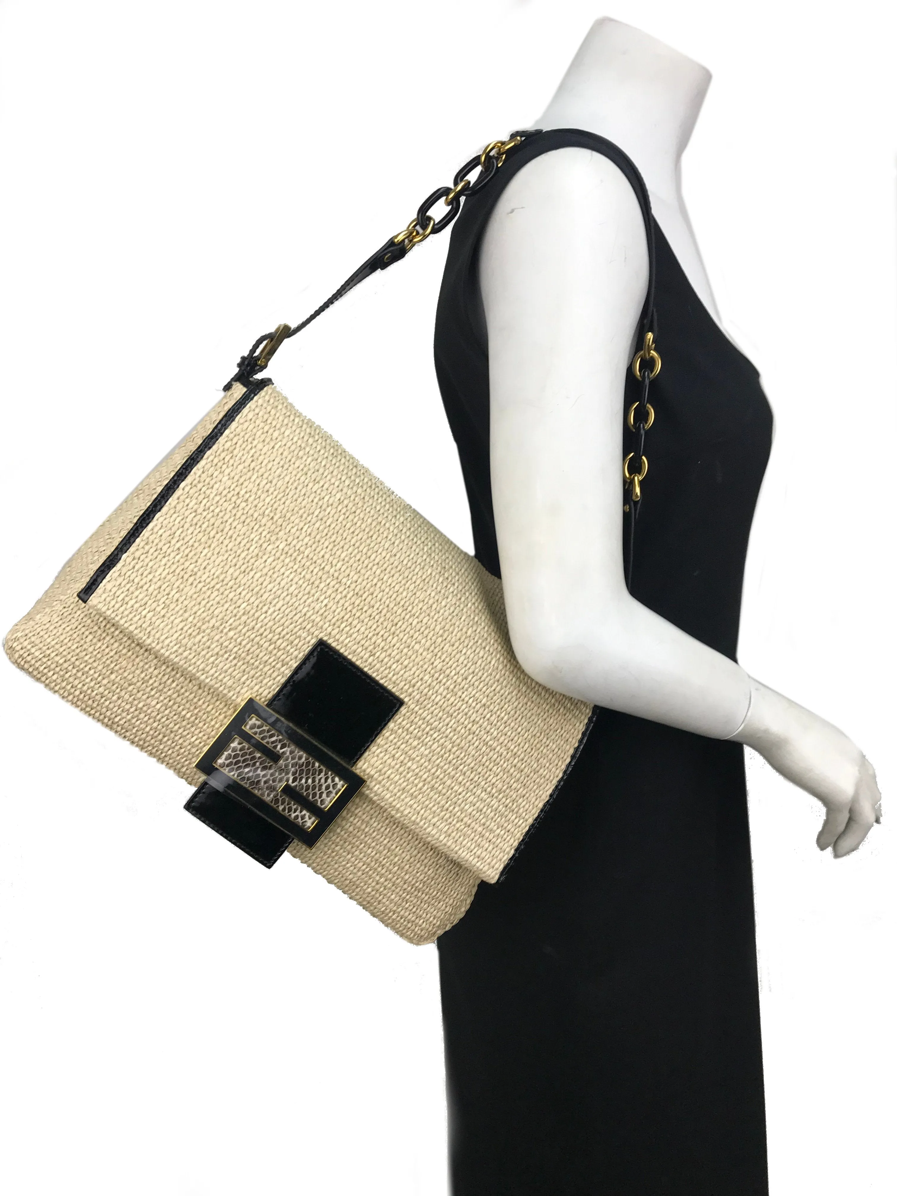 Fendi Big Mama Straw Flap Bag