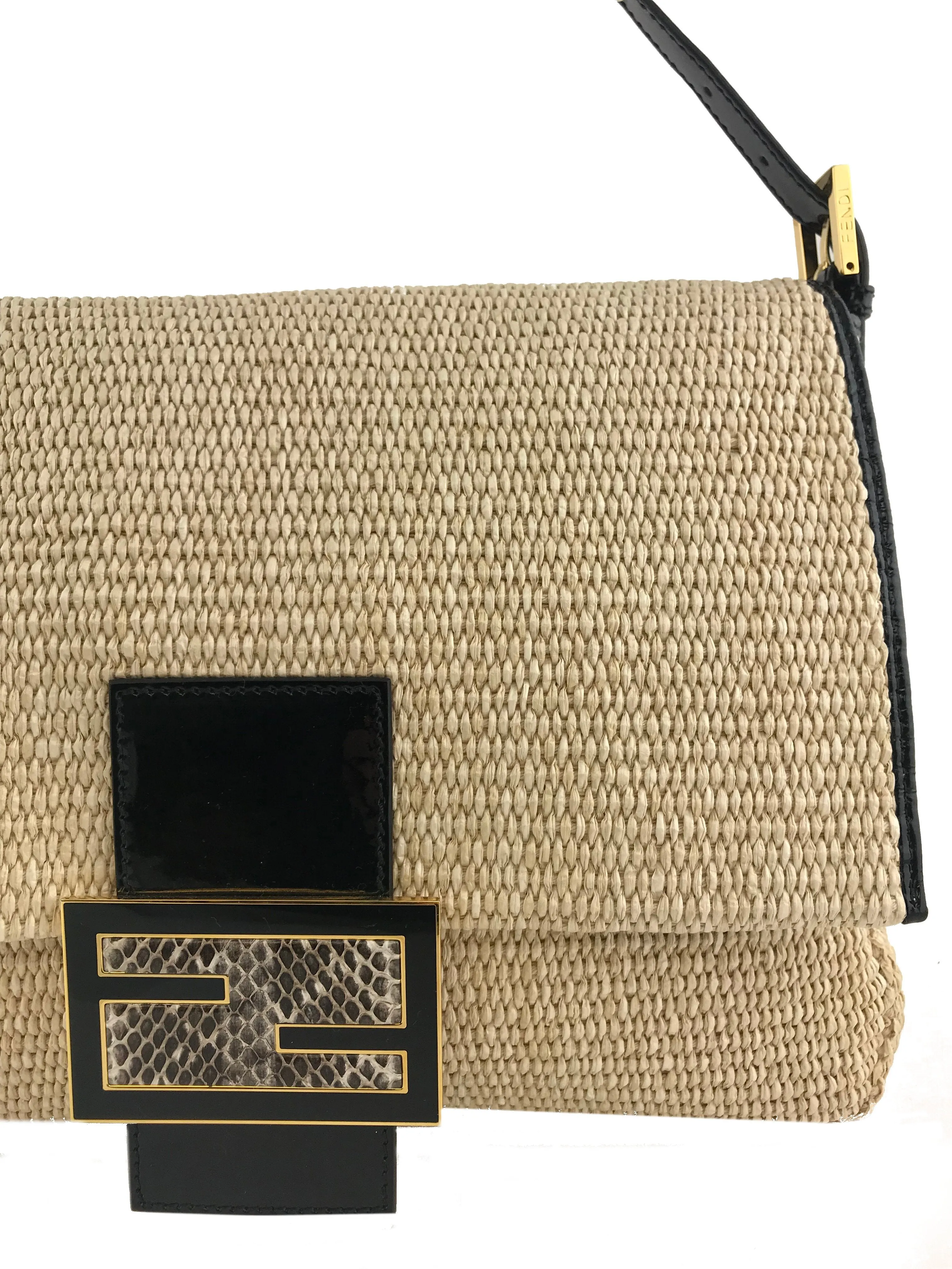 Fendi Big Mama Straw Flap Bag