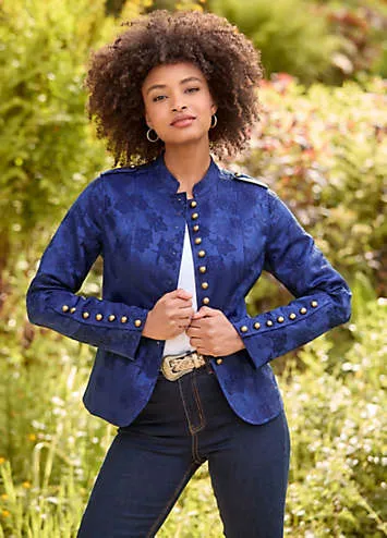 Floral Jacquard Cropped Military Jacket by Joe Browns | Look Again