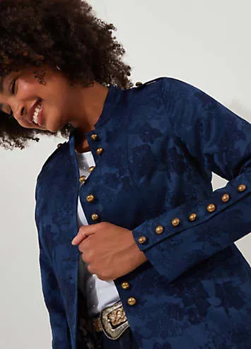 Floral Jacquard Cropped Military Jacket by Joe Browns | Look Again