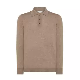 Florent long-sleeved knitted polo in extrafine wool