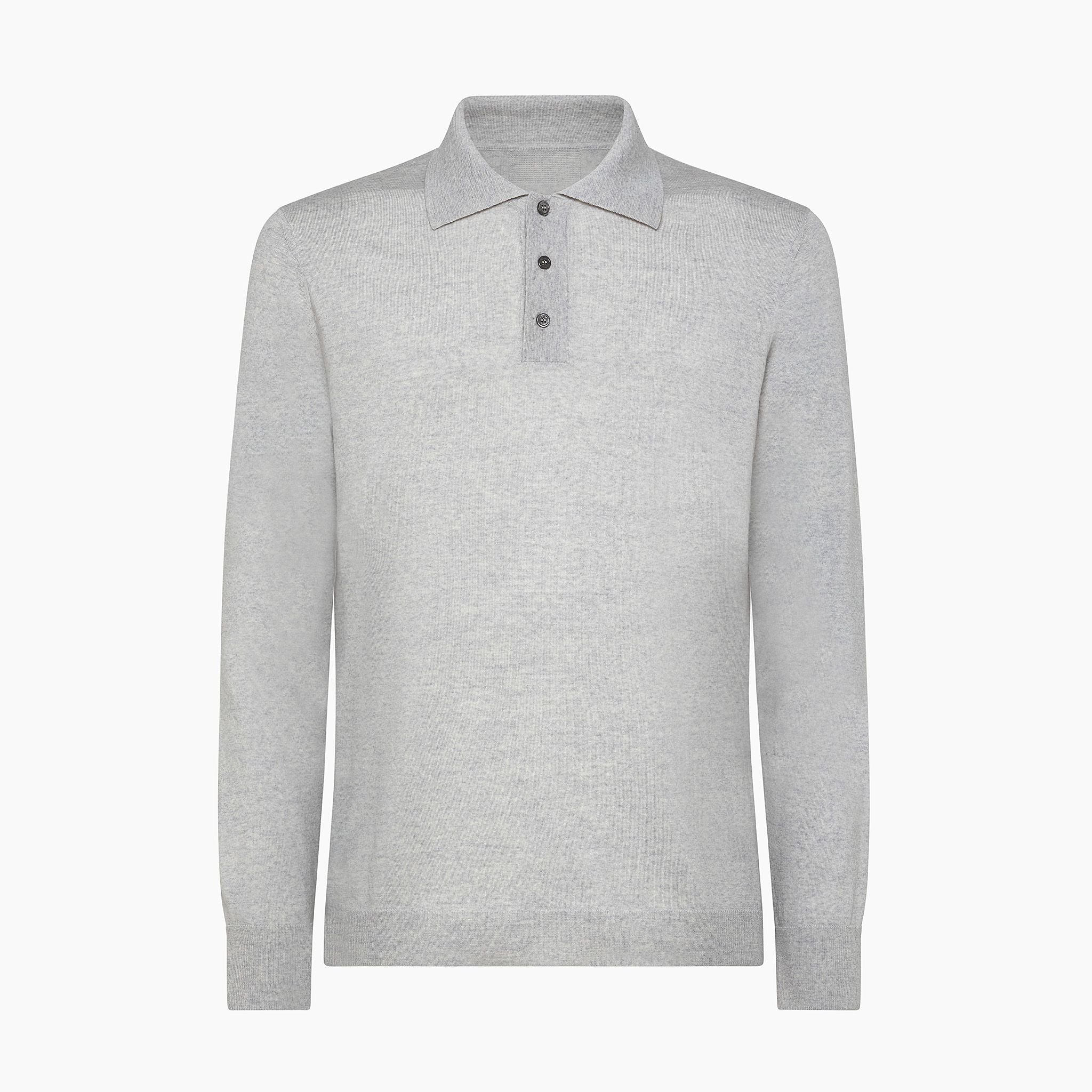 Florent long-sleeved knitted polo in extrafine wool