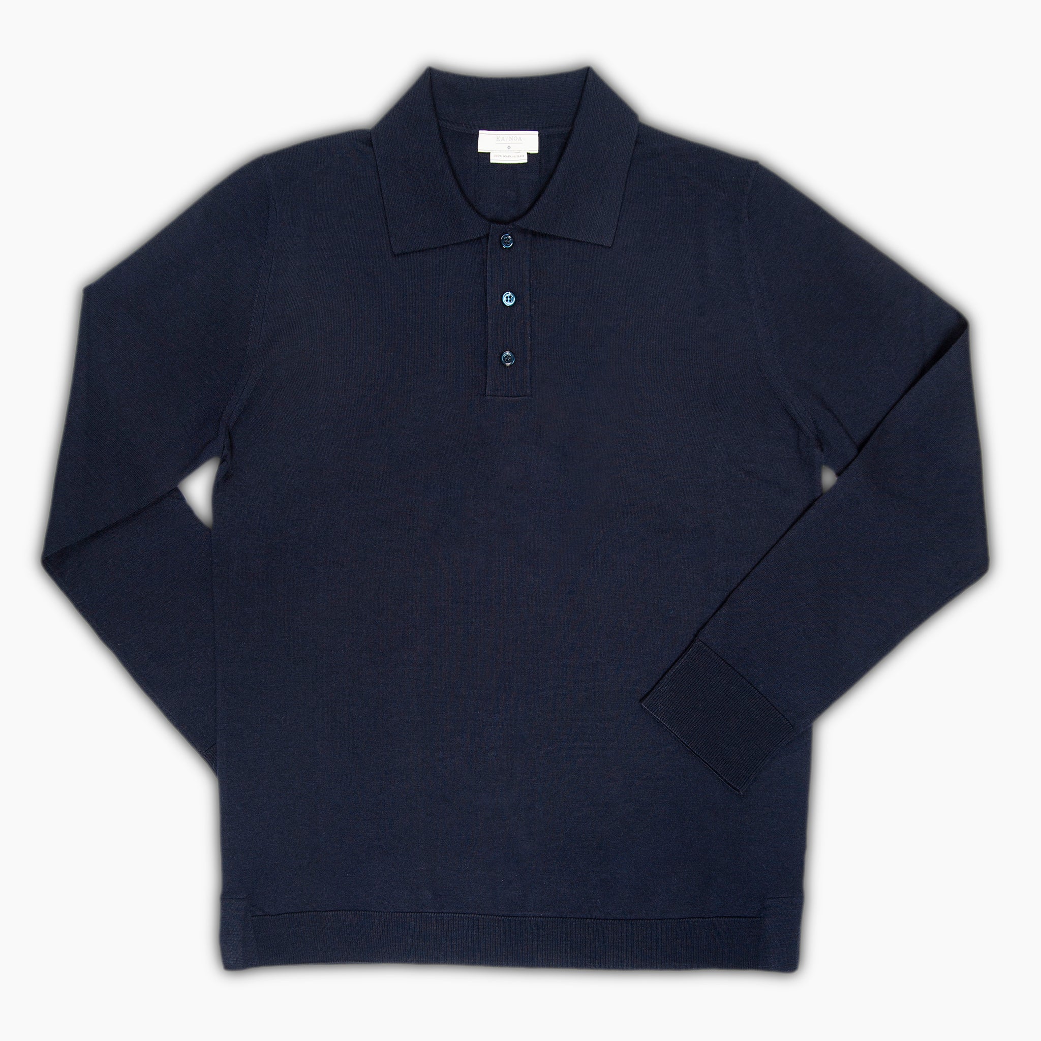 Florent long-sleeved knitted polo in extrafine wool