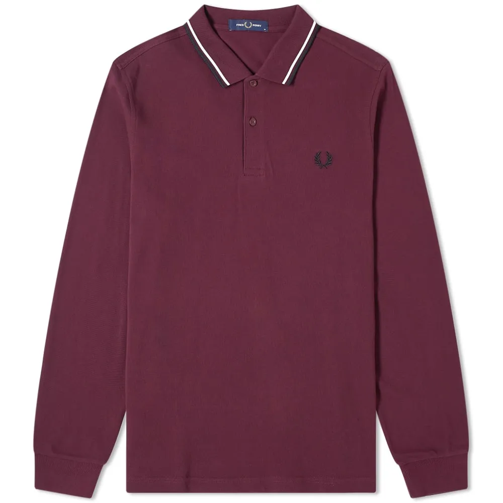 Fred Perry Long Sleeved Twin Tipped PoloMahogany