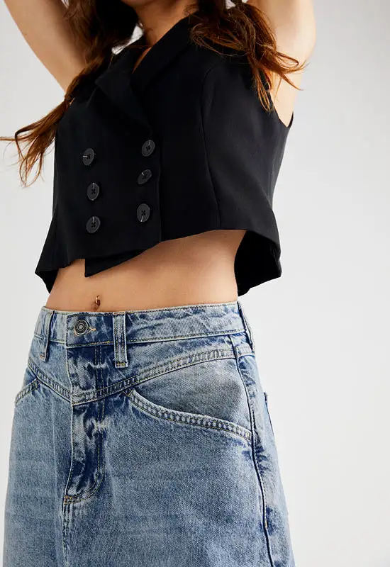 Free People - Come As You Are Denim Maxi Skirt Indigo