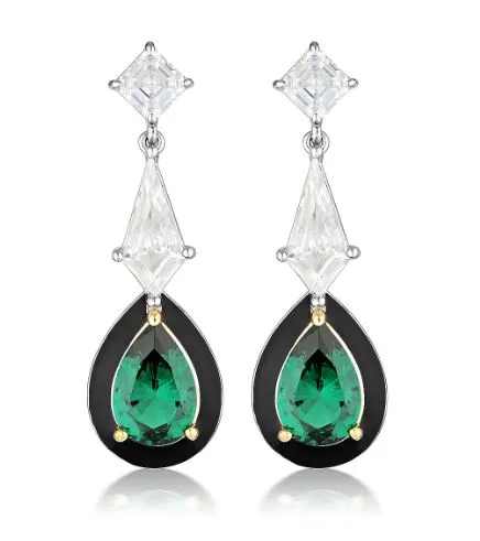 Georgini - Reflection Illuminate Earrings Two Tone Green Nano & Black