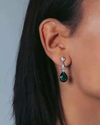 Georgini - Reflection Illuminate Earrings Two Tone Green Nano & Black