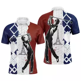 Golfeur, Golfeuse, Polo de Sport, Cadeau Original pour Fans de Golf, Polo Homme Femme, Drapeau France, Tour Eiffel - CTS18052215