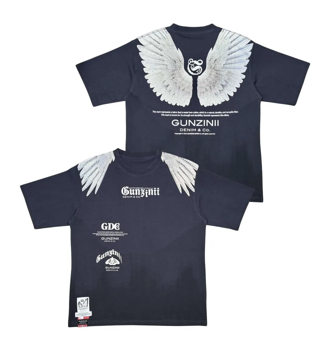 GUNZINII  ANGEL TEE W/ RHINESTONE DETAIL GZ426-BLACK