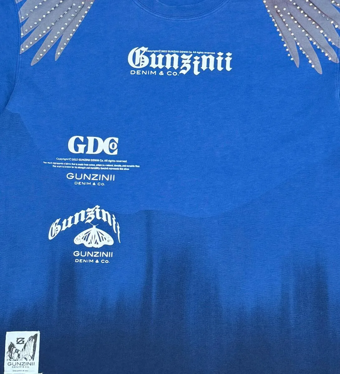 GUNZINII ANGEL TEE W/ RHINESTONE DETAIL GZ426-BLUE