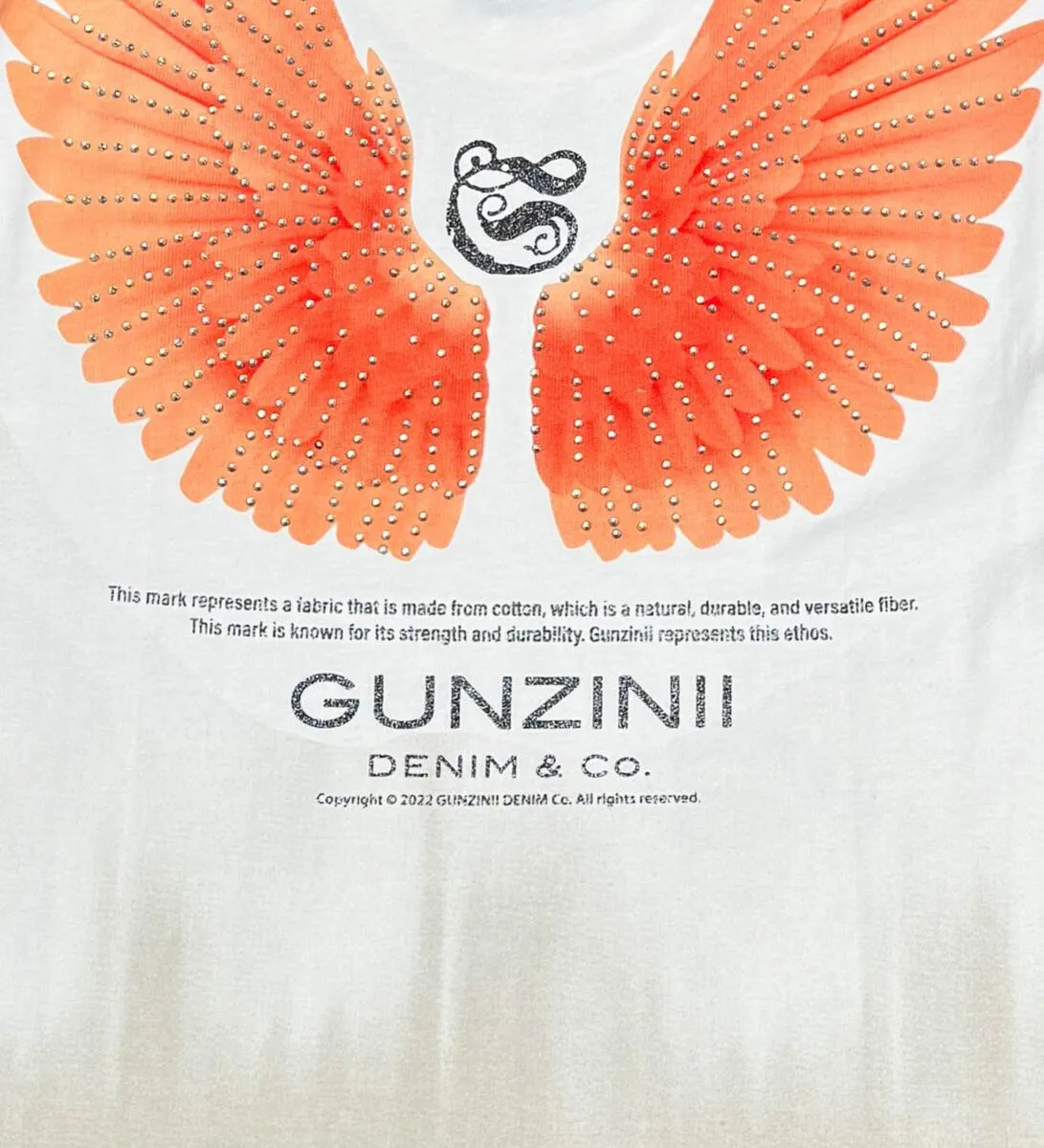 GUNZINII ANGEL TEE W/ RHINESTONE DETAIL GZ426-OFF WHITE