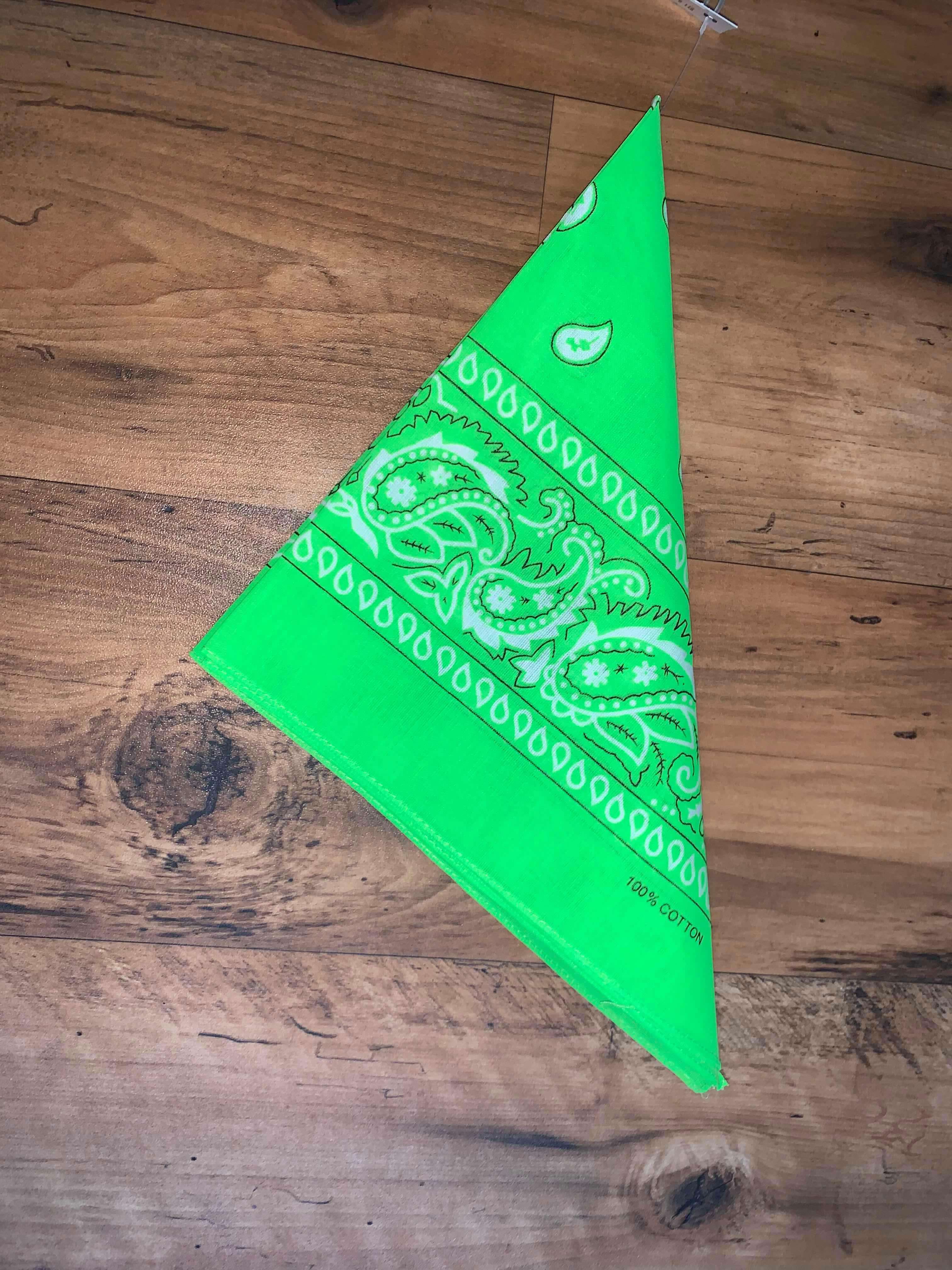 Hi-Vis Lime Green Paisley Design Bandana - 100% Cotton