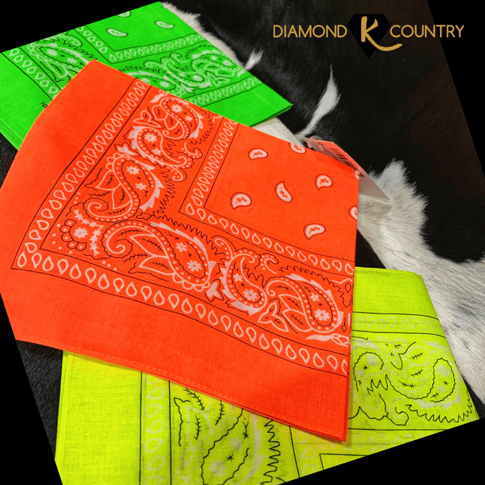 Hi-Vis Lime Green Paisley Design Bandana - 100% Cotton